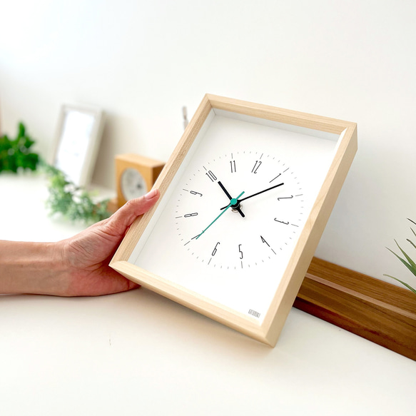 KATOMOKU dual use clock 10 ハードメープル km-147HMRC 置き掛け兼用時計 静音 電波 9枚目の画像