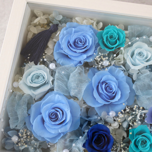 ✨特大✨ピンク＆水色バラプリザ＆胡蝶蘭（アーティシャル