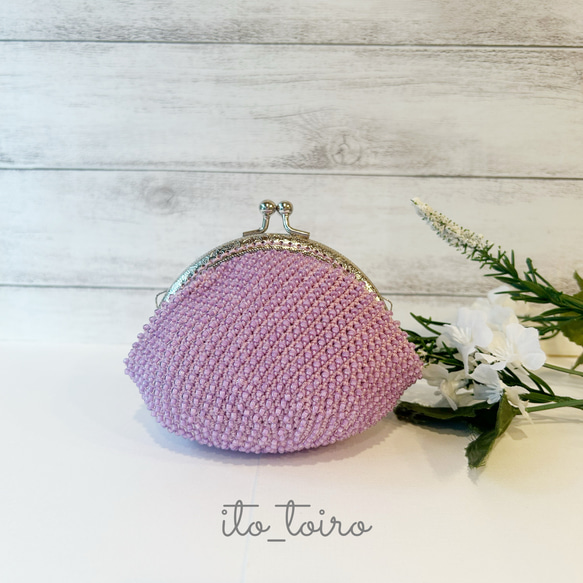 canae様ご注文品 ビーズがま口ポーチ（パープル）＆ビーズがま口  