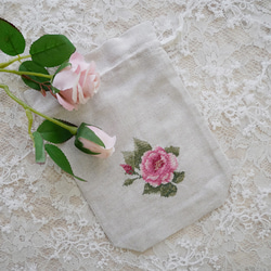 フランス プチポアン刺繡のポーチ ローズ ポーチ Collection-prive