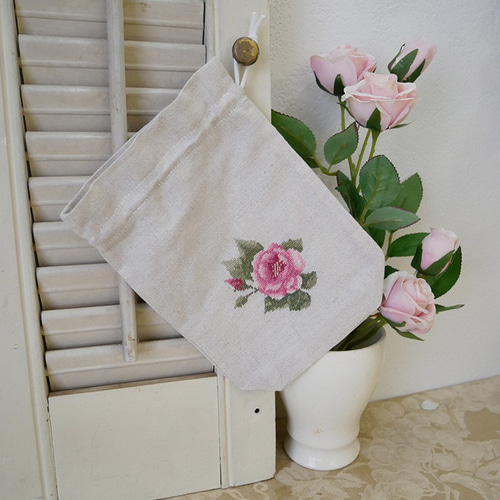 フランスアンティークプチポアンバッグプチポアン手帳付 フランス プチポアン刺繡のポーチ ローズ ポーチ Collection-prive