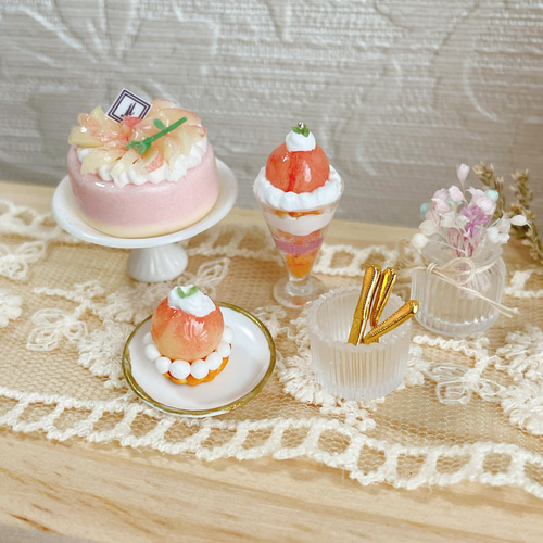 桃スイーツのセット ミニチュアスイーツ その他置物 うり 通販