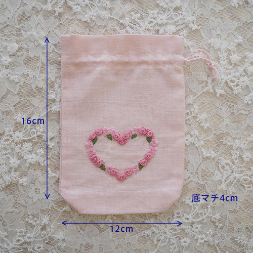 フランス ハンドメイド刺繡のポーチ ハート ポーチ Collection