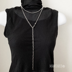 オールステンレス製 クロスネックレス 変形ボールチェーンチョーカー