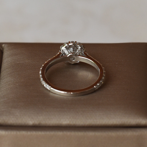 ラボグロウンダイヤモンド ヘイローリング 0.5ct 0.7ct 1ct 18K/Pt950  