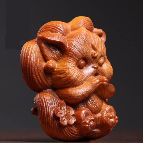 金色の能面 木彫り 手彫り 野干(やかん) 妖狐 yakan-4.jpg