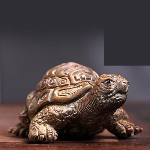 みどりたん 木彫り亀 手に持つ装飾品 天下一の豪商 金亀 文人