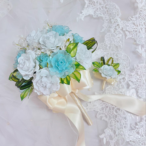 ウェディングブーケ アーティフィシャルフラワー バラ アーティフィシャルフラワーのギフトブーケ No.1（Pink