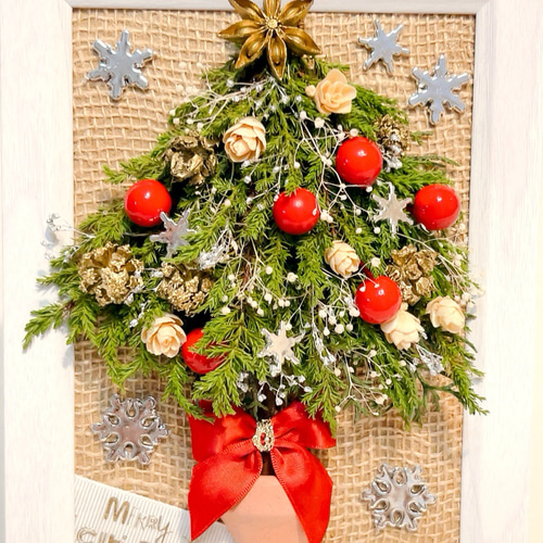 クリスマスツリー フォトフレームアレンジ ドライフラワー Satsuki