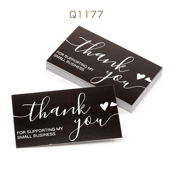 Q1177 30枚 Thank youカード 長方形デザイン サンキューカード