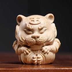 愛い 木彫りの ネズミ匹 置物 ギフト プレゼント ギフトラッピング