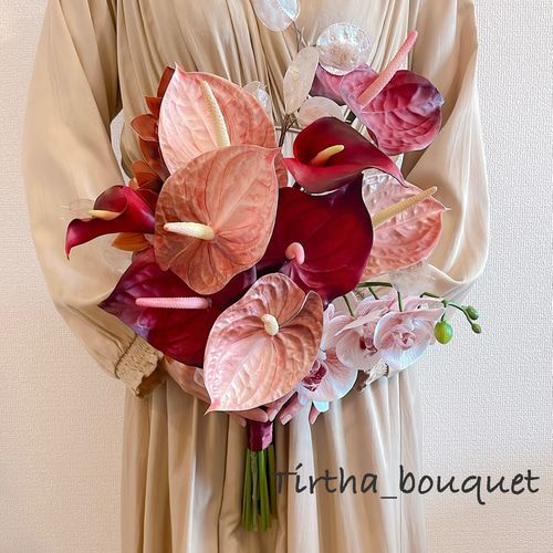 クラブピンクチューリップブーケ ウェディングブーケ ブートニア