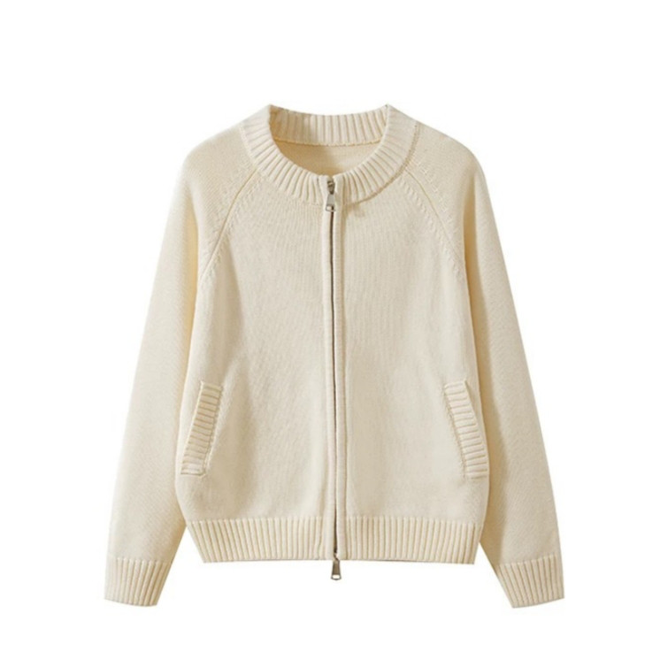 【秋冬の支度】 レディース ファスナー付き 厚手 ニットセーター カーディガン 前開き 綿100％