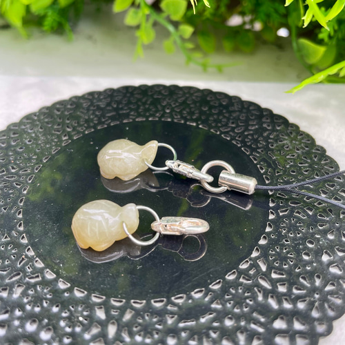 福袋 ストラップ かわいい亀 本翡翠 ヒスイ 高級黄色 艶美麗 誕生日