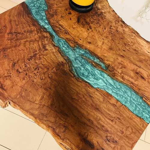 けやきのローテーブル 折りたたみテーブル レジンテーブル リバー  