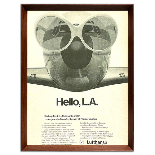 ルフトハンザ LA 1960年代 アメリカ ビンテージ 雑誌 広告 額付