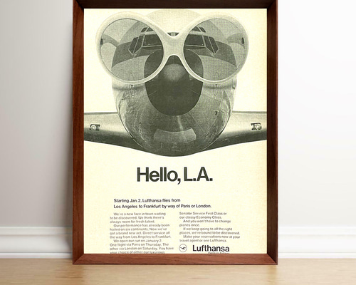ルフトハンザ LA 1960年代 アメリカ ビンテージ 雑誌 広告 額付