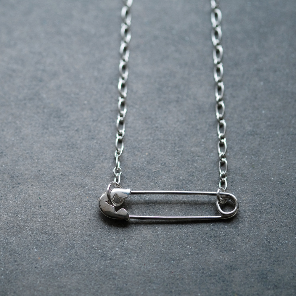 両吊り 安全ピン ネックレス シルバー925 メンズ ユニセックス