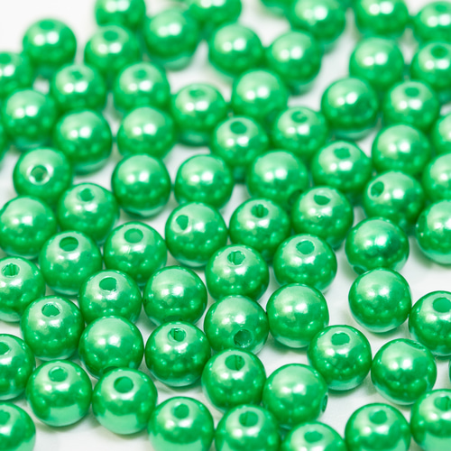 カラーパール パールビーズ 8mm 100個 グリーン 緑 両穴 樹脂