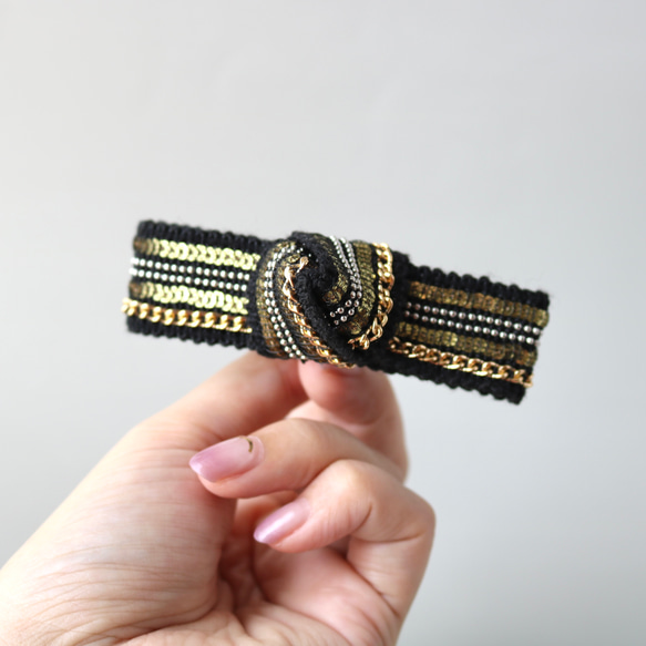 スパンコールリボンバレッタ 2枚目の画像