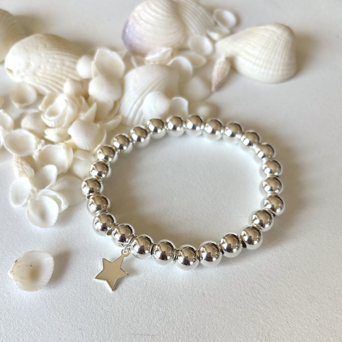 ブレスレット “sphere“ スター付き SILVER925/8mm バングル・リスト 