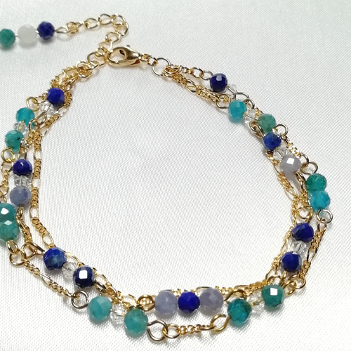 InFRAME」「#初夏の装いに」天然石タンザナイトとラピスラズリの3連  