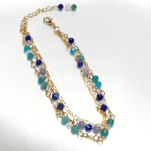 InFRAME」「#初夏の装いに」天然石タンザナイトとラピスラズリの3連  