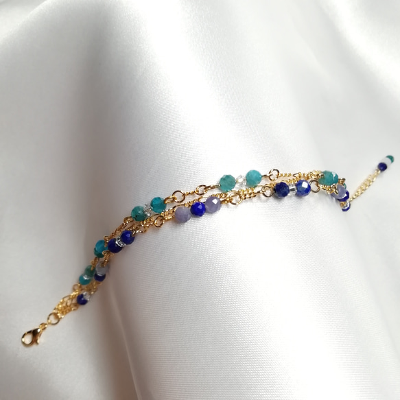 InFRAME」「#初夏の装いに」天然石タンザナイトとラピスラズリの3連  