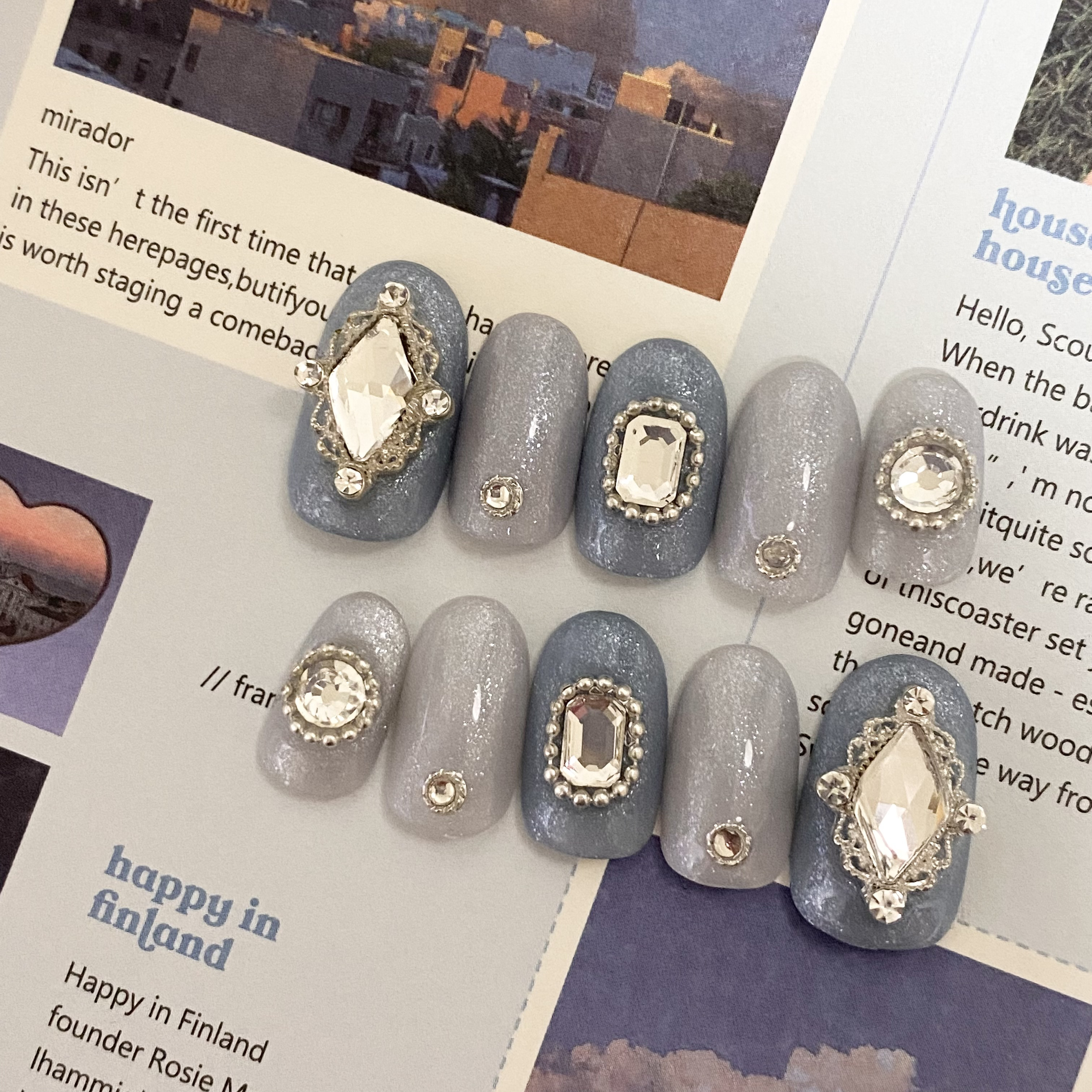 design16】韓国アクアビジューネイルチップ ネイルチップ（つけ爪  