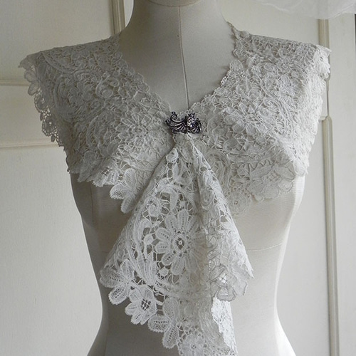 ボビンレース アンティークレースショール ベルギー購入 ボビンレース シャンティレース ショール 40x140cm - フランス