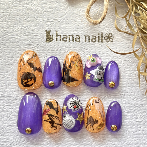 ネイルチップ マグネット フラッシュネイル ハロウィンネイルチップ