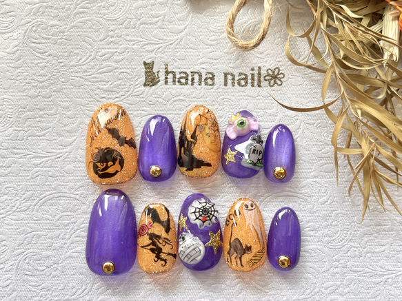 ネイルチップ マグネット フラッシュネイル ハロウィンネイルチップ