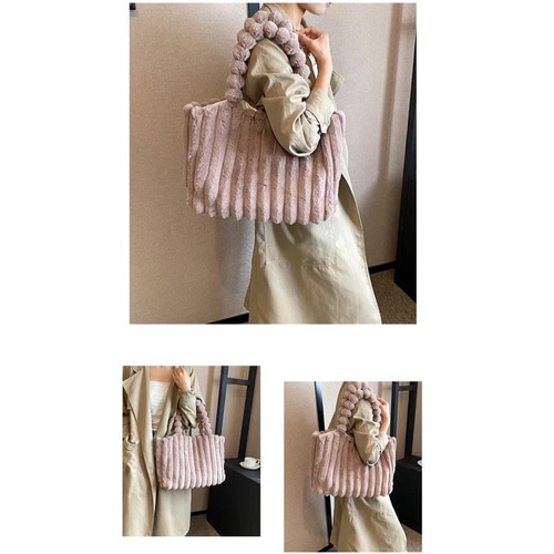 【未使用】CUTE　ぬいぐるみ生地　ふわふわバック 秋冬新作 ふわふわ ぬいぐるみ ハンドバッグ レディース、大容量ファー