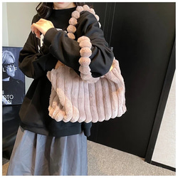 【未使用】CUTE　ぬいぐるみ生地　ふわふわバック 秋冬新作 ふわふわ ぬいぐるみ ハンドバッグ レディース、大容量ファー