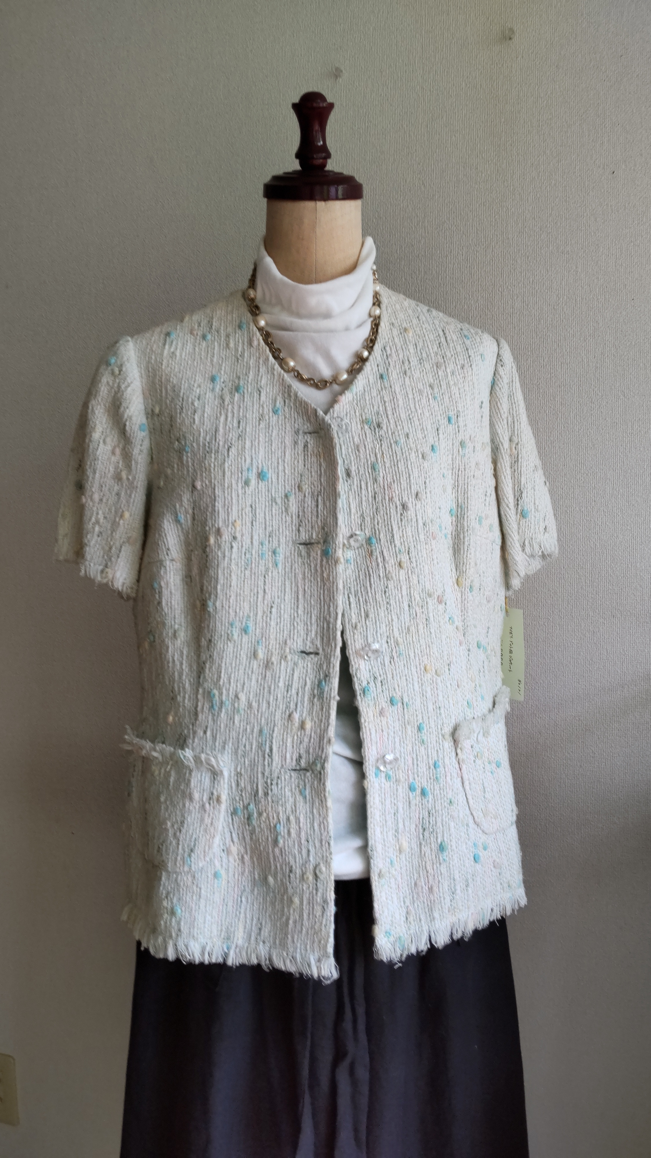 コツトン゙、ドット柄、刺繍、ジヤケットジャケット