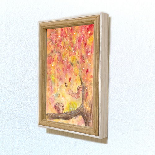 どんぐりとリス【秋・紅葉】 絵画 kuro 通販 18203346｜Creema(クリーマ)