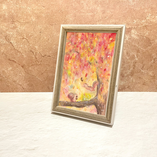 どんぐりとリス【秋・紅葉】 絵画 kuro 通販 18203346｜Creema
