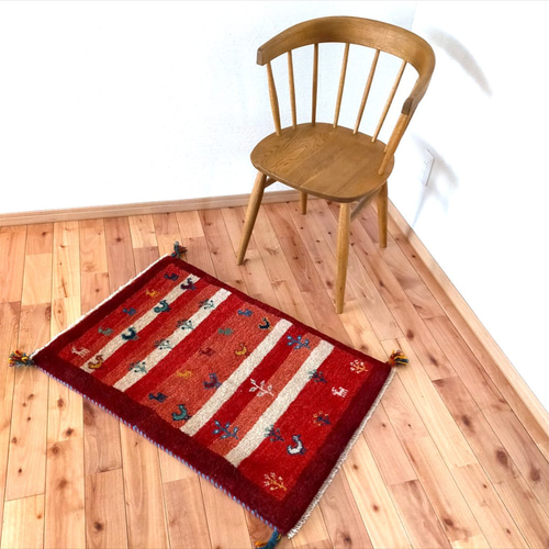 Creema限定超目玉品】ペルシャ ギャッベ 玄関マット 90x60cm 鳥