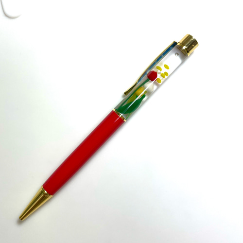 スノードームボールペン◇チューリップ◇赤 ペン・筆記用具