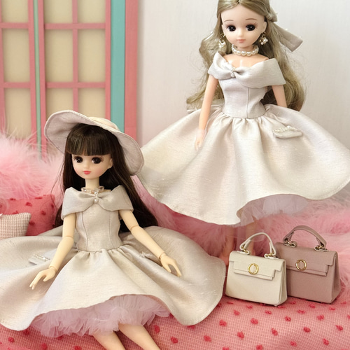 50's バッグサテンシャンタンドレス パニエセット リカちゃん 50's バッグサテンシャンタンドレス パニエセット リカちゃん