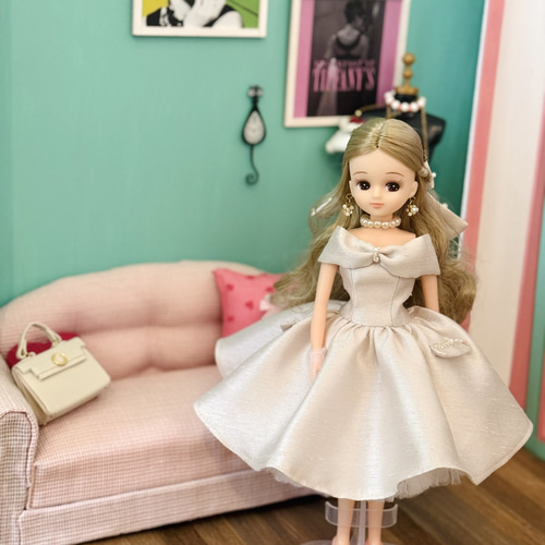 50's バッグサテンシャンタンドレス パニエセット リカちゃん 50's バッグサテンシャンタンドレス パニエセット リカちゃん
