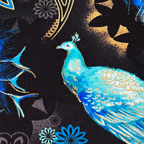 Michael Miller 110cm x 50cmずつ切売 - 孔雀の羽根自慢/Blue 生地