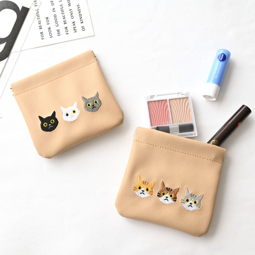 メッシュポーチ 刺繍 猫ちゃんたち 巾着バッグ honok 通販