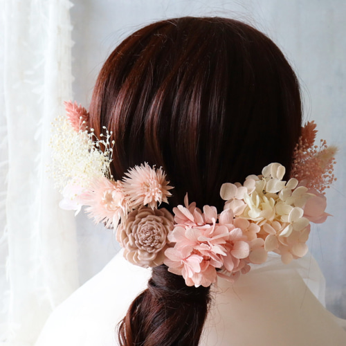 ピンクミックス② ヘッドパーツ 髪飾り ヘッドパーツ 髪飾り ピンク くすみピンク 前撮り 結婚式 卒業式