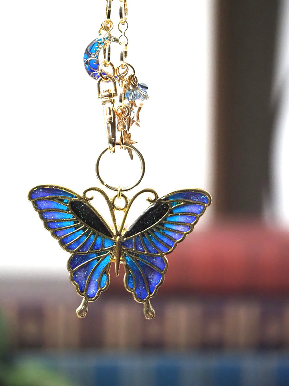 バッグチャーム～月夜の蝶々～(ブルー) その他アクセサリー りんご