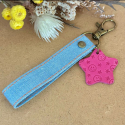 デニムリメイク ハートキーホルダー バックチャーム キーホルダー plum