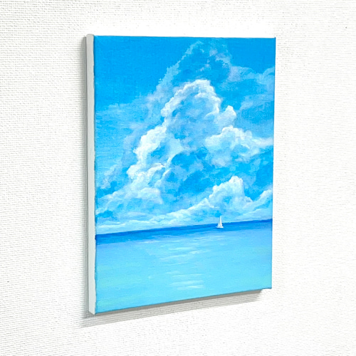☆原画☆ 8月の海 アクリル絵の具 F3キャンバス 送料無料 絵画