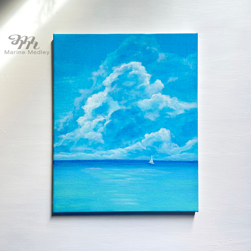 波 海 青 夏 キャンバス 絵画 アクリル絵の具 おぼつかない 画板 波 海 青 夏 キャンバス 絵画 アクリル絵の具 おぼつかない 画板