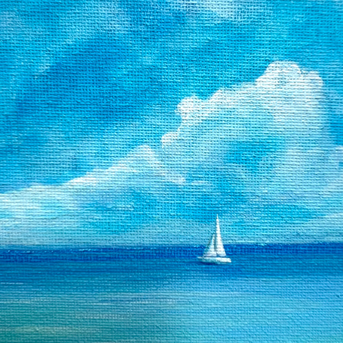 ☆原画☆ 8月の海 アクリル絵の具 F3キャンバス 送料無料 絵画 Marine  