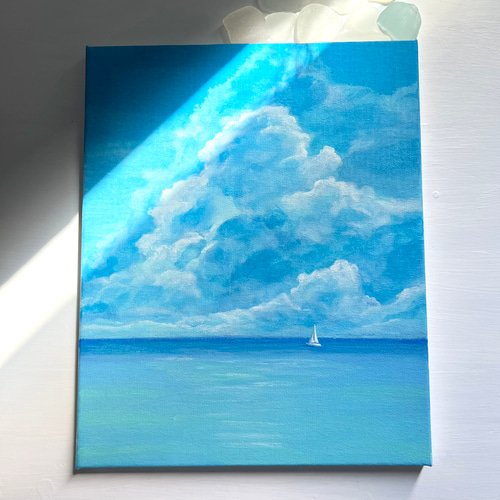 光の滝 抽象画 キャンパス アクリル 絵画 海 滝 水